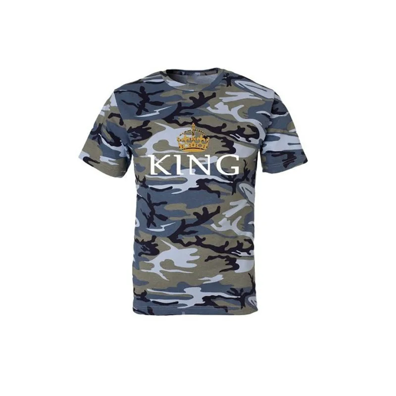 KING QUEEN Printed Camouflage Female T Shirt Couple T Shirt for Lovers Men T Shirt Women Tops Couple Clothes 2018 Summer Tops