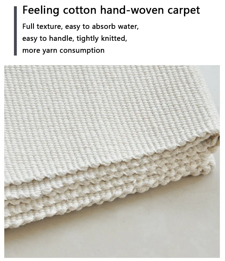 Белый прочный хлопковый тканый ковер ручной работы для прикроватной кровати/спальни/гостиной машинная Стирка ковров и ковров Коврик для прихожей