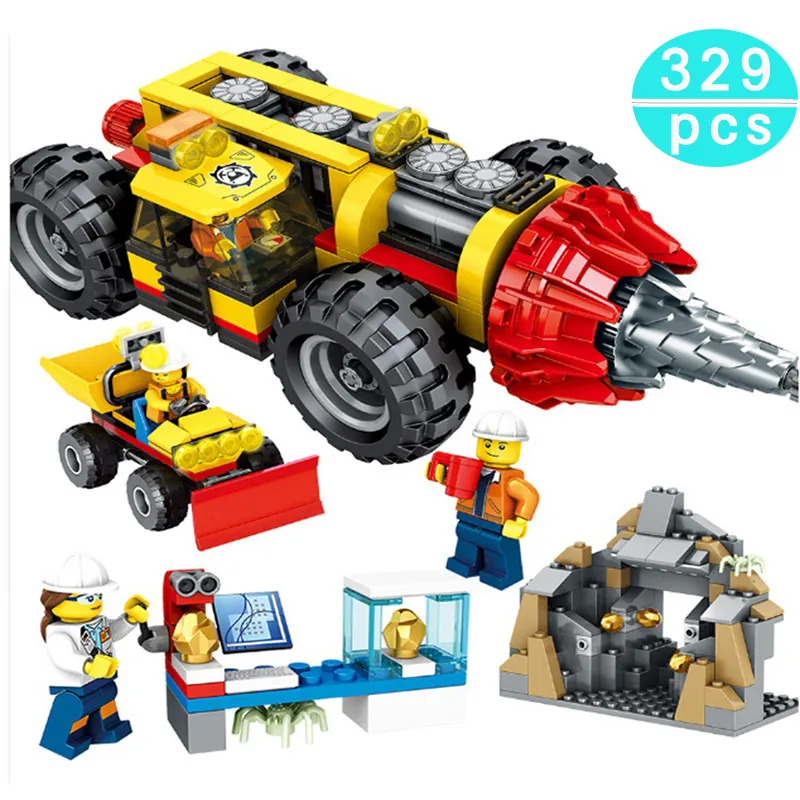 

329Pcs Compatible legoing City Engineering Construction Heavy Mining Drilling Machine Building Blocks Figures Bricks Toys Gift