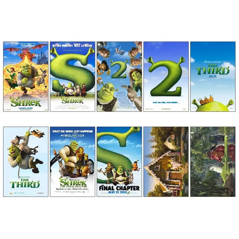 

10 pcs/lot SHREK Series Anime Movie Card Poster Collectibles Sticker Pack Post It Scrapbooking Credit Bank Bus ID Card Stickers