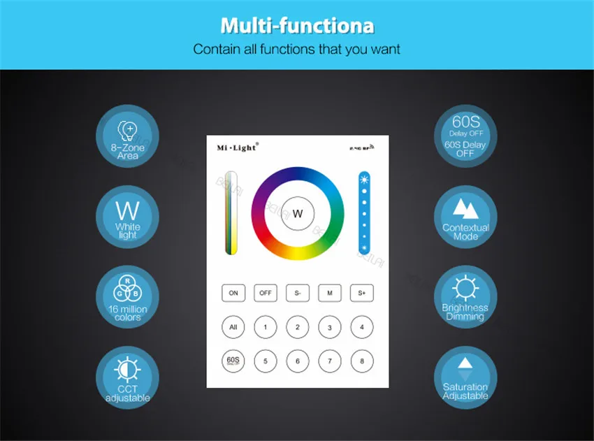 Mi светильник 2,4G беспроводной 8 зон RF Диммер пульт дистанционного управления B8 Сенсорная панель настенный светодиодный контроллер для RGB/RGBW/RGBWW/RGB+ CCT