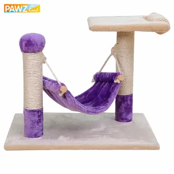 

PAWZRoad Cat Furniture Scratching Board for Cat Toy Scratching Post with Hammock Wood Scratching Climbing Frame Pet Supplies