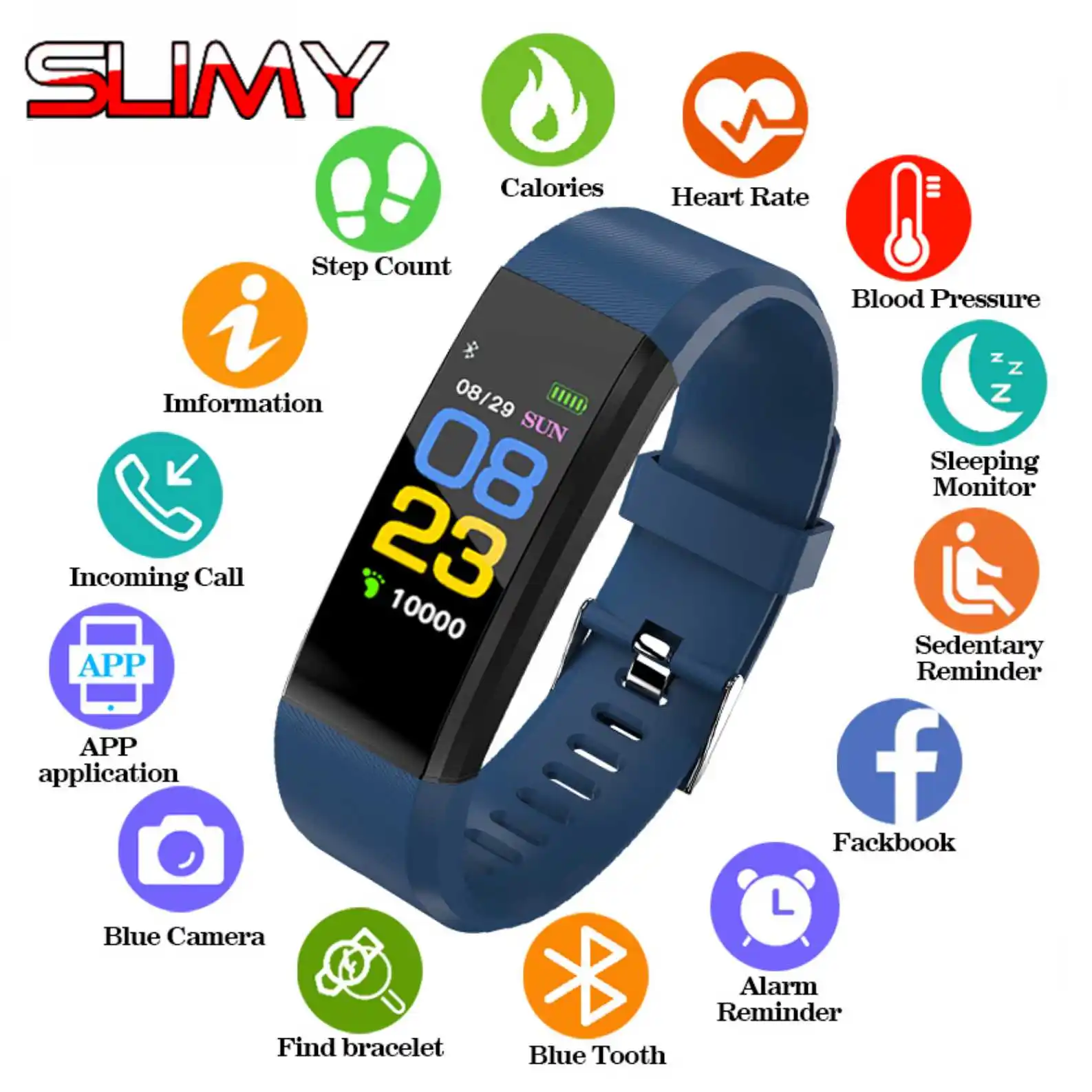 

Slimy ID115 PLUS Smart Bracelet Color Screen Sports Wristband Heart Rate Monitor Activity Fitness Tracker Smart Band PK M3 Y5 F1