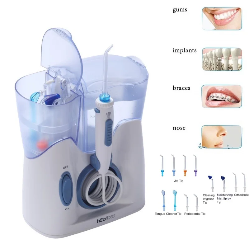 

H2ofloss Water Dental Flosser 800ml Capacity With quiet design 12 different tips for family use water flosser Oral Irrigator