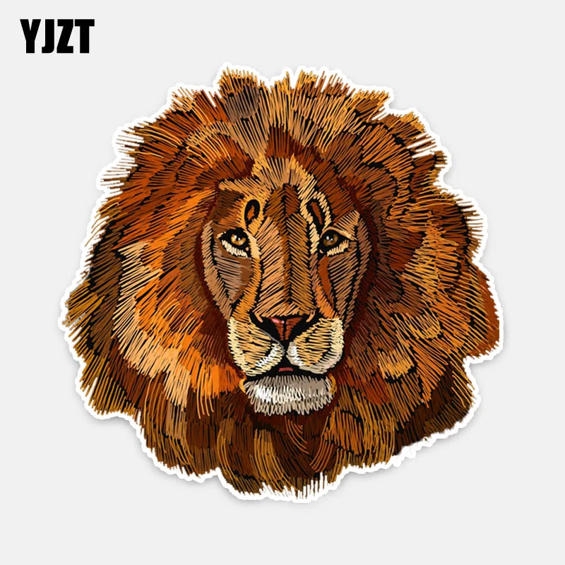

YJZT 15.3CM*15CM Creative Golden Brown Lion Head PVC Car Sticker Animal Decal Reflective 5-0556