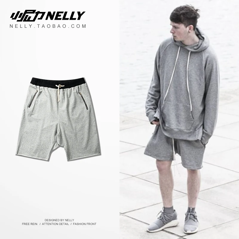 NELLY летние английские однотонные на молнии шорты с карманами повседневные Harajuku ретро модные высококачественные пять шорты спортивная одежда