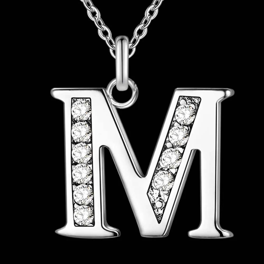 A-S с буквами,, посеребренное ожерелье, штамп 925, модное серебряное ювелирное изделие, Модный кулон/XYLQNNAG - Окраска металла: M