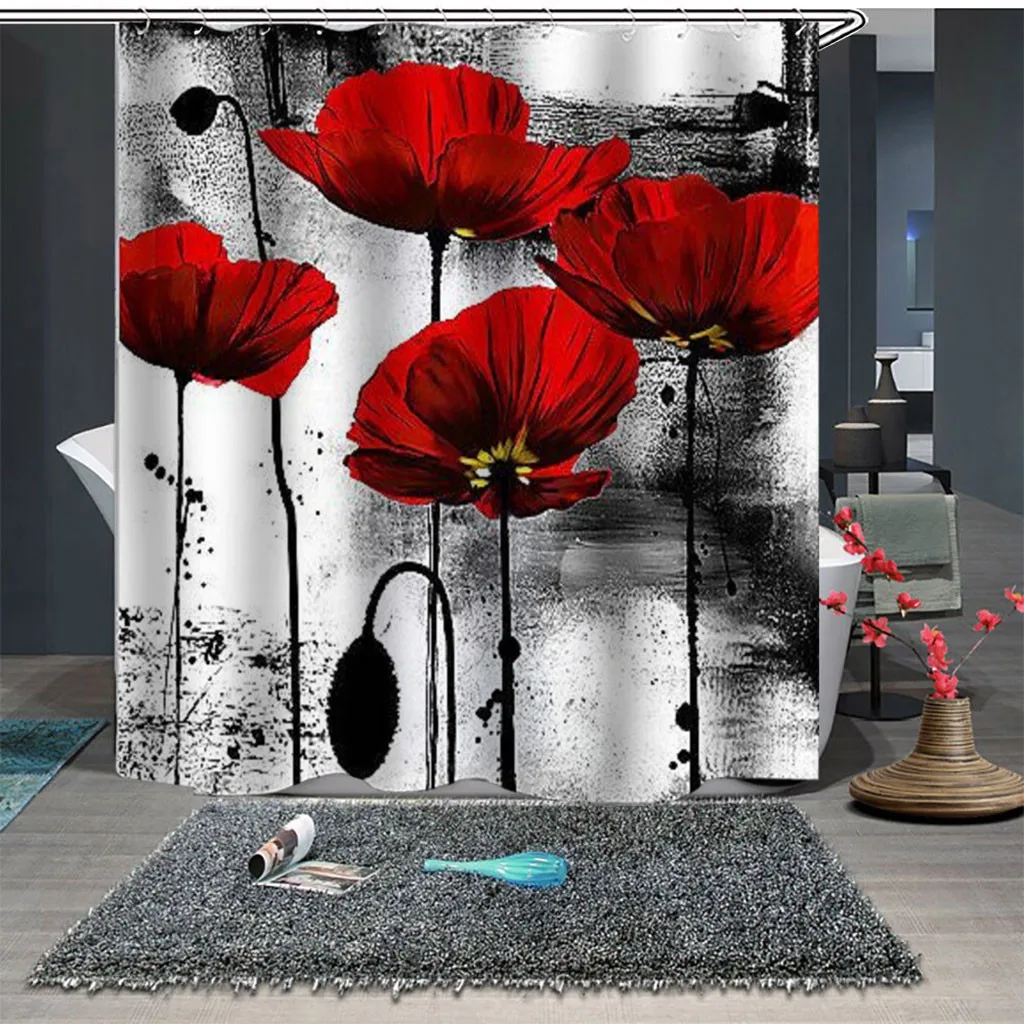 

ISHOWTIENDA Popular toilet accessories Waterproof Shower Curtain with 12 Hooks 3D Printed Machine Washable Bathroom 180x180cm