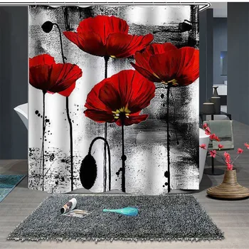 

ISHOWTIENDA Popular toilet accessories Waterproof Shower Curtain with 12 Hooks 3D Printed Machine Washable Bathroom 180x180cm