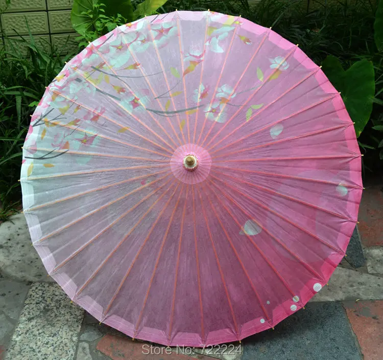 

Dia 84cm Chinese Luzhou Pink Flower Oil Paper Umbrella Traditional Handmade Sunshade Parasol Classical Retro Dance Gift Umbrella