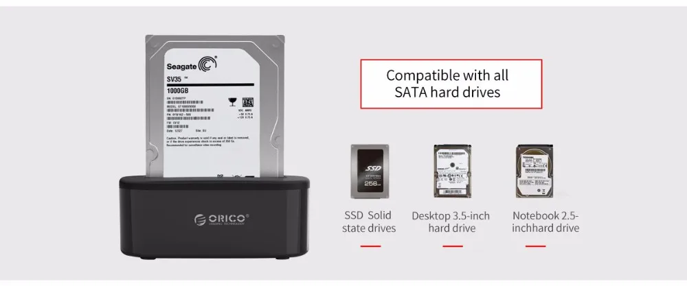 Док-станция ORICO USAP HDD 5 Гбит/с, супер скоростная док-станция USB 3,0-SATA для жесткого диска 2," /3,5", жесткий диск