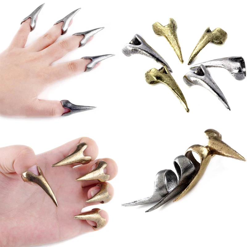 

Wholesale 10Pcs Retro Punk Talon Nail Finger Claw Spike Gothic Party Rings Bulks