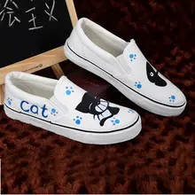Personalized Hand-painted Shoes Cat Fish Wrapping Foot Pedal Platform Canvas Shoes Platform Shoes Women’s Shoes Size EU34-43
