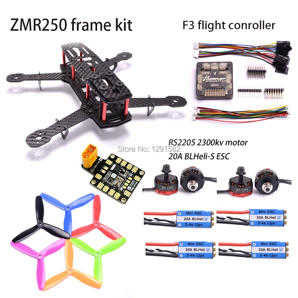 

Mini 250 250mm ZMR250 with 3mm arm Quadcopter F3 Acro flight controller RS2205 2300kv motor 20A BLHeli-S 2-4S ESC 5045 Propeller