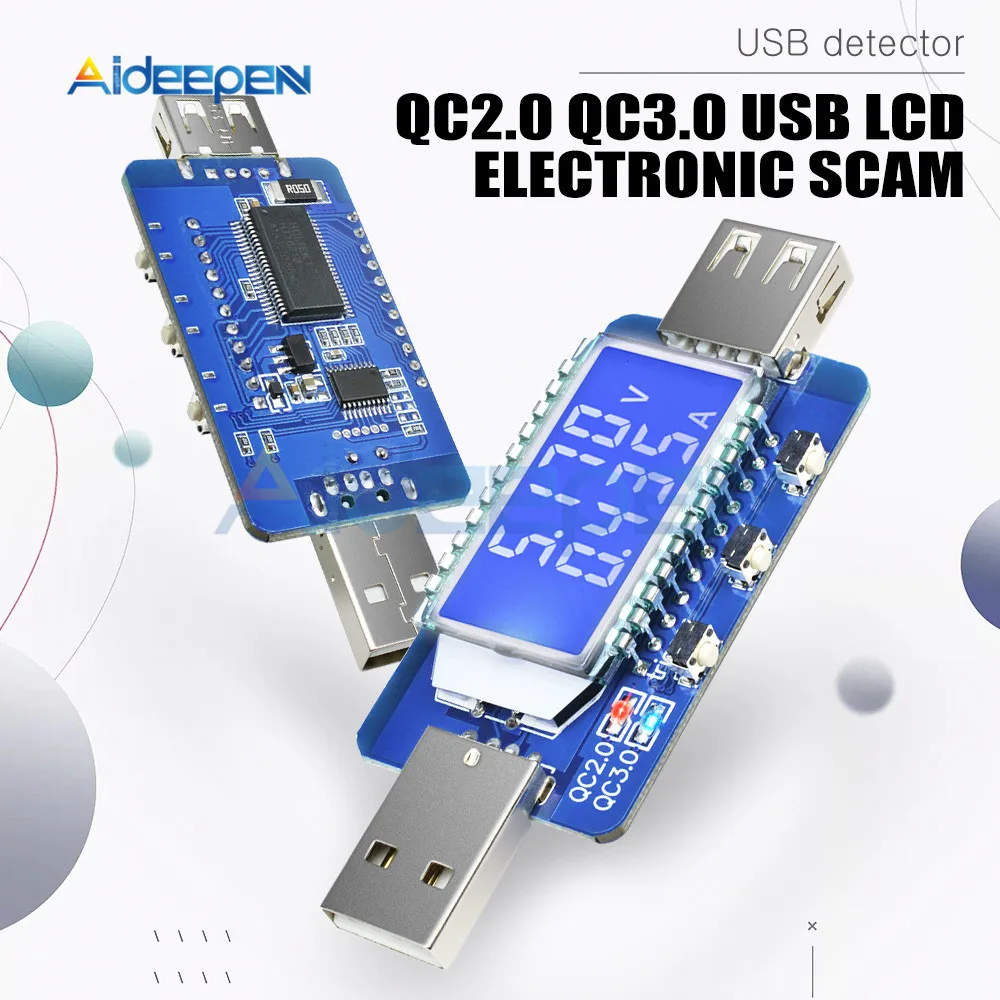 QC2.0 QC3.0 4 V-28 V Электрический афера Мощность триггер ЖК-дисплей цифровой USB тестер с ЖК-экраном звуковой сигнал тревоги Напряжение измеритель величины тока Электрические Напряжение метров