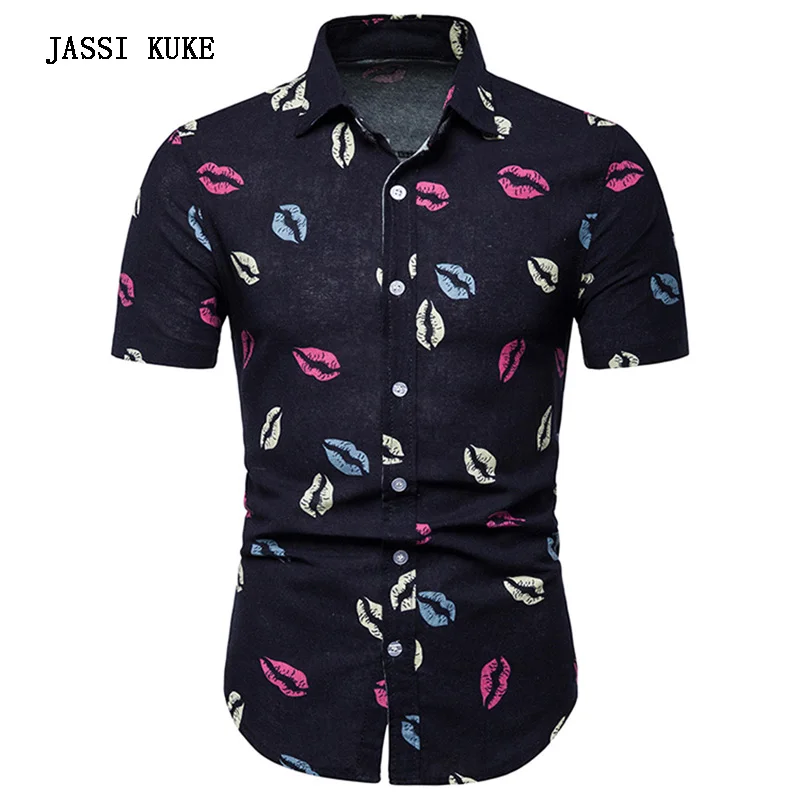 

Short Sleeve Shirt Men Summer Fashion Casual Plus Size Mens Shirts High Quality Flower Shirts Mens Social Dress shirt Linen shir