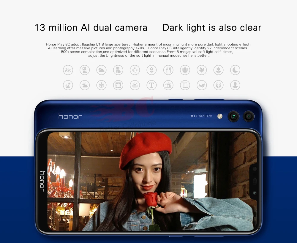 Смартфон huawei honor 8C, 6,09 дюймов, Android 8,1, Восьмиядерный процессор Snapdragon 632, 4000 мА/ч, двойная задняя камера, МП, 4 Гб ram, 32 ГБ rom