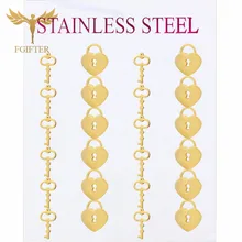 FGifter панк серьги-гвоздики Асимметричный ключ удача нержавеющая сталь ювелирные изделия для женщин девочек золотые для ушей шпильки