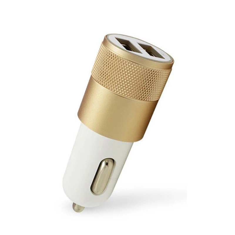 SOONHUA Bicolor Alloy Shell Multiple Protection Car Charger  5V 2A Dual Port USB Fast Charging Adapter For iPhone Samsung Xiaomi