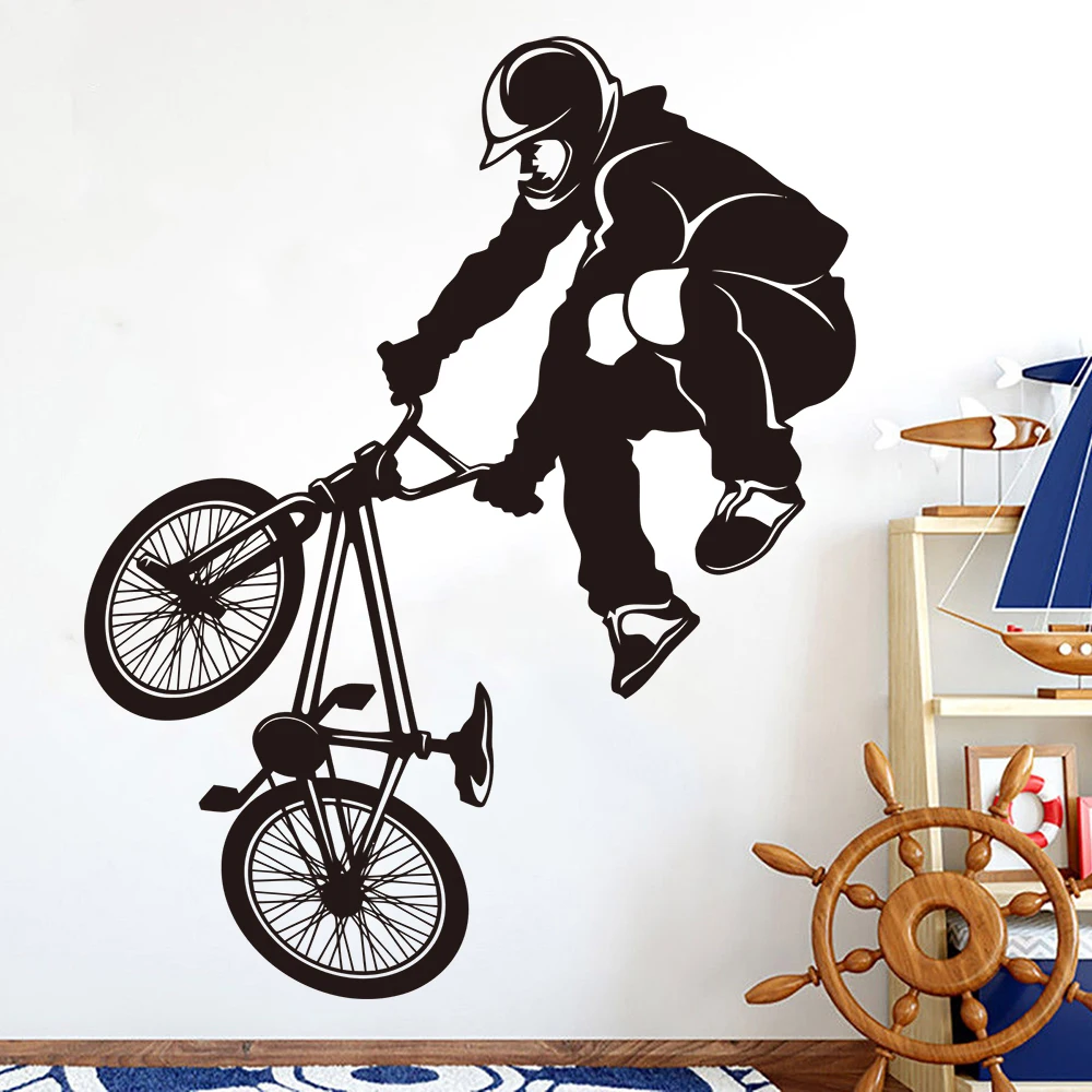 Large Extreme BMX Bicycle Bike Wall Sticker Boy Room Kids Room Dirt Bike Bicycle Wall Decal Playroom Vinyl Decor (4)