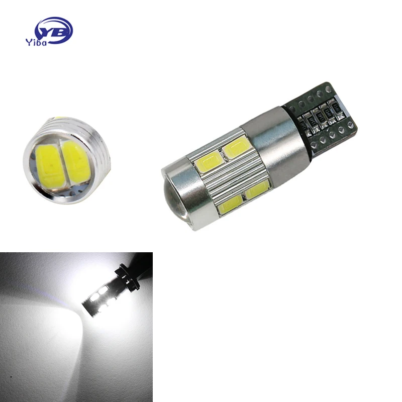 YB Yiba W5W T10 ERROR Free Interior White LED CANBUS 10-SMD 5630 with Lens Projector Aluminum Case bulbs 12V Shipping | Автомобили и
