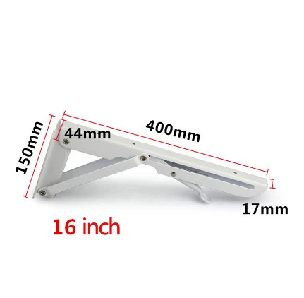 2 шт./компл. белый треугольный складной металлический кронштейн защелку поддержка скамья стол складной кронштейна для дома - Цвет: 16 inch
