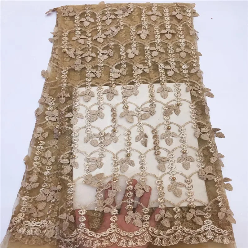 

2018 High Quality African Tulle Lace Fabrics 5yard Guipure Lace Fabric Nigerian Cord Lace Fabric For Wedding Dresses HX1337-1