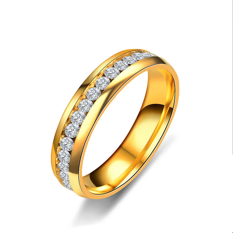 

MadApe 6mm Titanium Stainless Steel Rings For Women Small Zircon Surround For Women Wedding Ring Jewelry