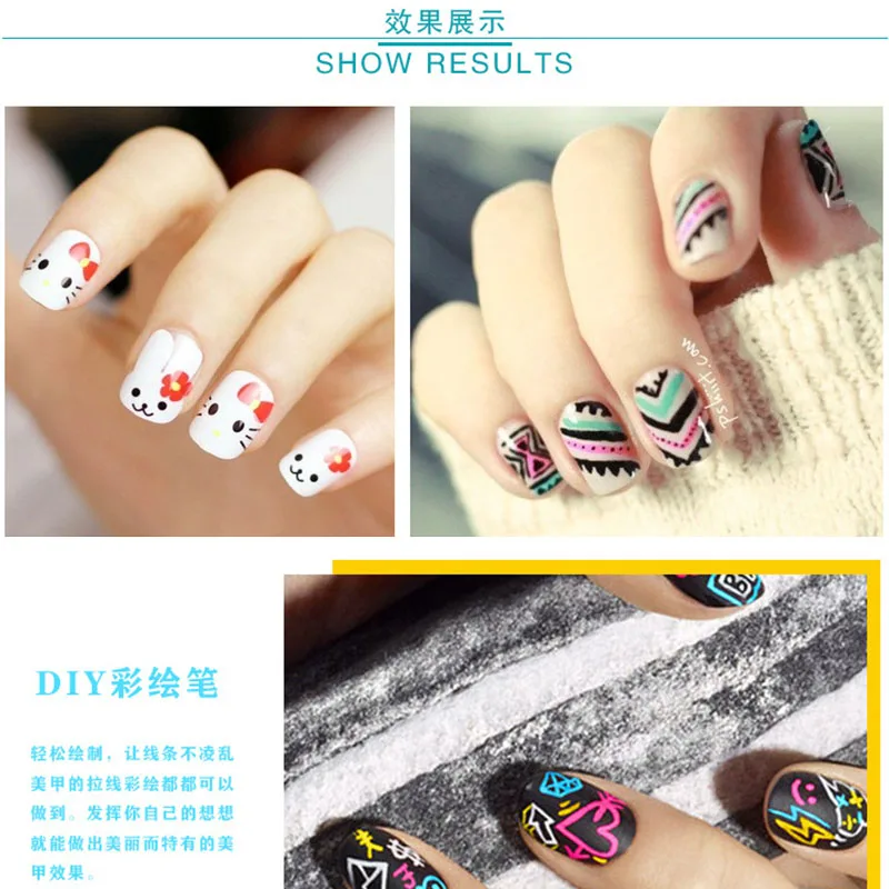 3pcs/Set Nail Art Brush Alloy Handle Import Nylon Hair Nail Art Liner UV Gel Painting Drawing Design Pen Tool 4