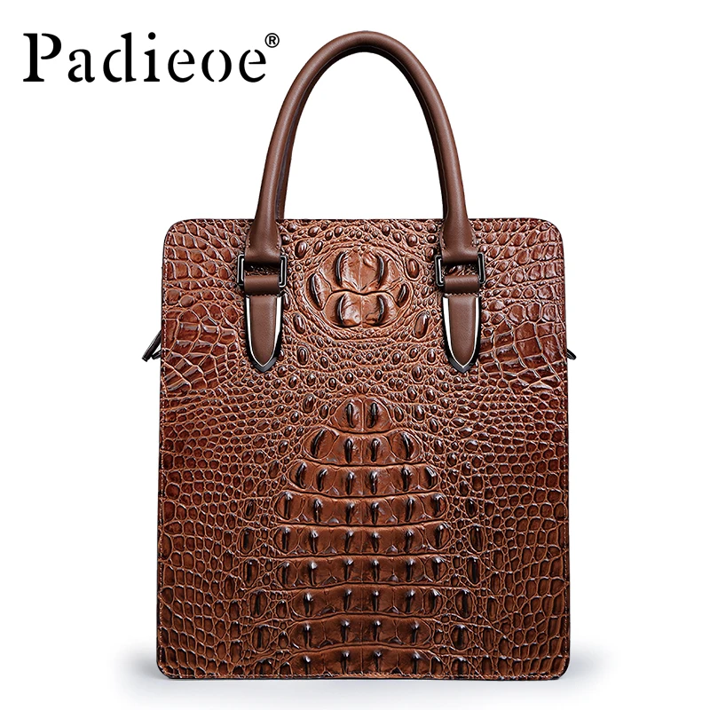 

Padieoe Newly Designer Brand Business Casual Men's Briefcase High Quality Hot Selling Genuine Cow Leather Lines Briefcase