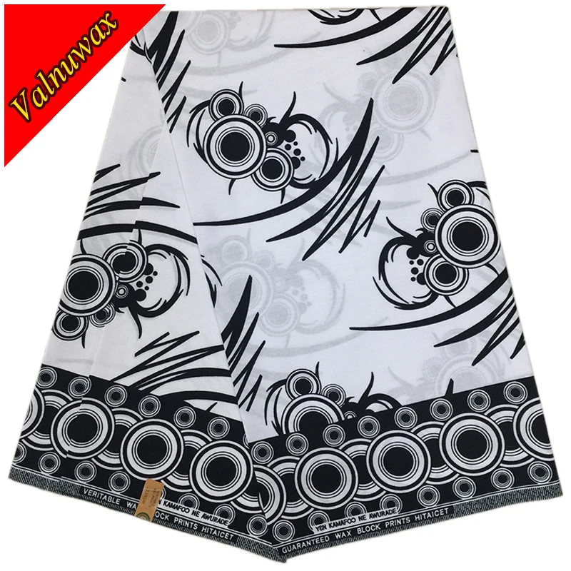 

2018 African fabric sales Ankara garment fabric 100% cotton wax African wax 6yards / many white series /TN