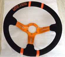 14inch MOMO Deep Corn Drifting Steering Wheel Genuine Suede Leather Steering wheels Sport Racing Hot