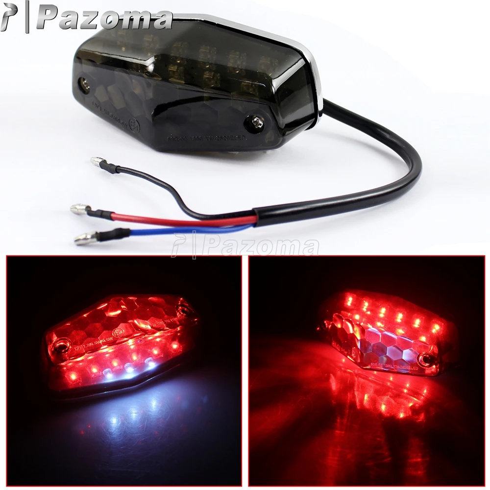 

Universal LED Motorcycle Tail Light Smoke Lens Motor Rear Brake Stop Lights with License Plate Light for Honda Kawasaki Yamaha