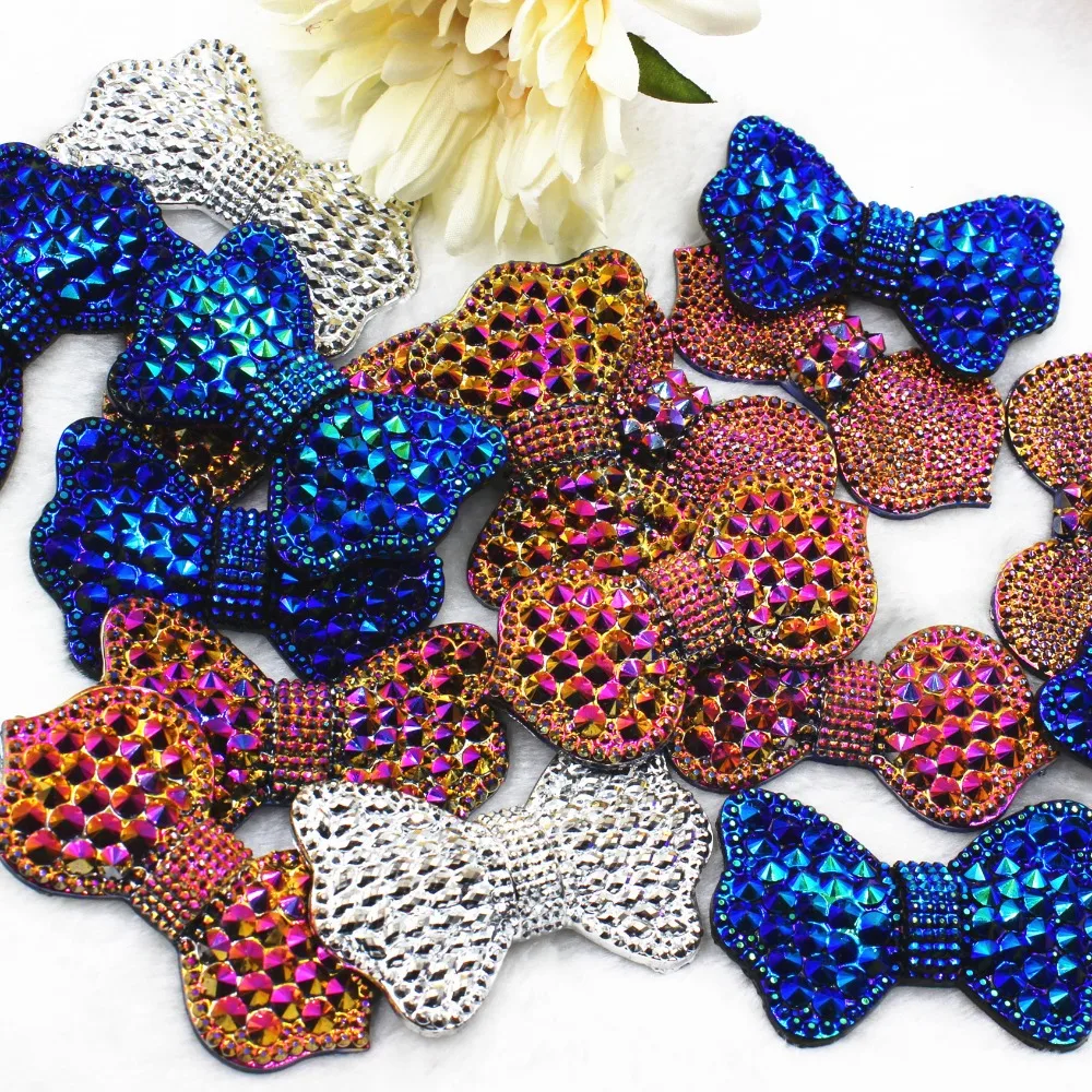 

15pcs/lot DIY resin cabochons accessories flat back resin ab color bow mix colors