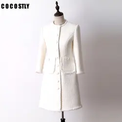 2018 зимнее пальто женское длинное шерстяное пальто женское Шерстяное и смесовое женское однотонное белое шерстяное пальто Женская куртка