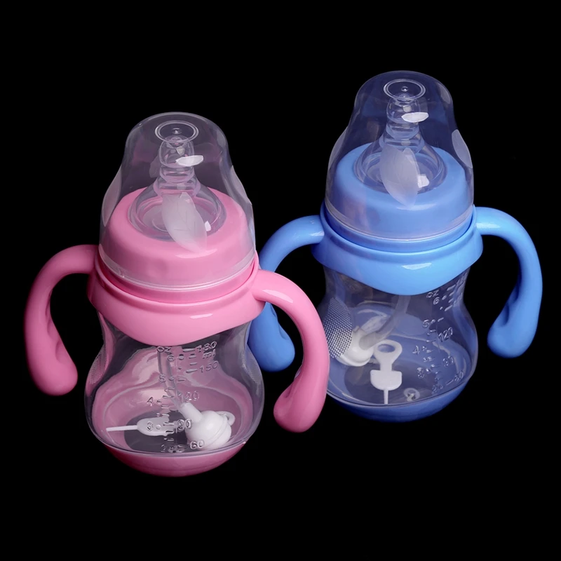 180ML large cou Anti-colique bébé infantile lait bouteille bébé nouveau-né biberon allaitement mamelon bouteille Silicone sucette lait