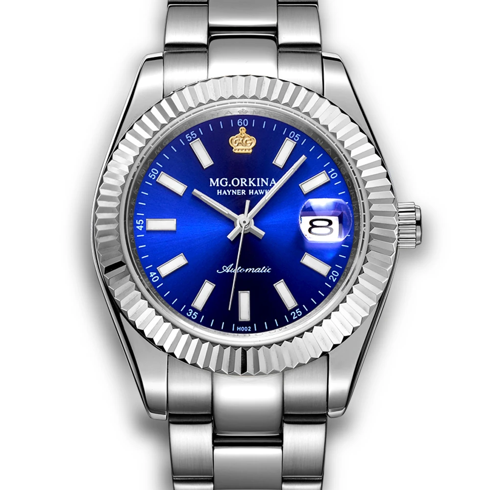 

ORKINA Auto Date Watch Men Automatic Mechanical Wristwatch Stainless Steel 3ATM Water Resistant Male Clock Herren Armbanduhr