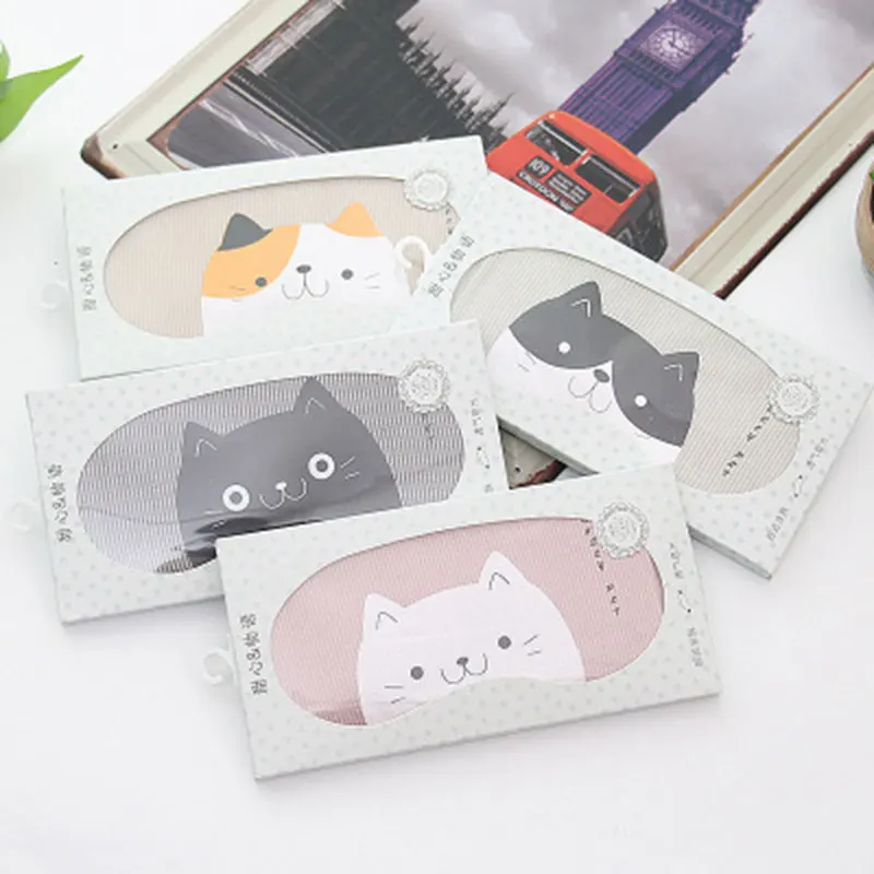 

Black Cat Sleeping Eye Mask Eyeshade Cover Cotton Stripe Travel Relax Sleeping Aid Soft Portable Blindfold Eye Patch No Ice Bag