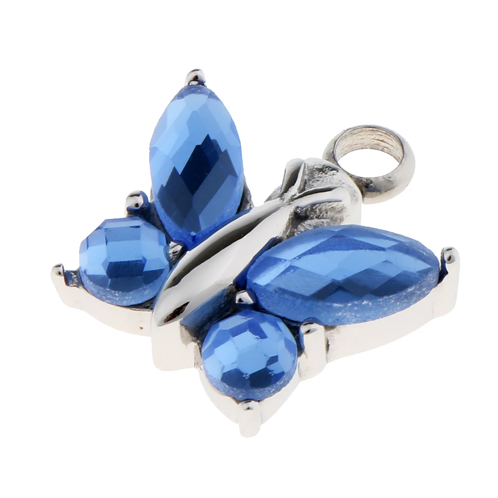 Cremation Urn Pendant for Ashes Crystal Butterfly Pendant Cremation Jewelry