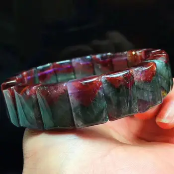 

Genuine Natural Auralite 23 Red Purple Bracelets Canada Big Rectangle Beads Man Women 18x9mm Healing Stone AAAAA Drop Shipping
