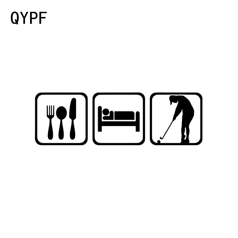 

QYPF 14.6*4.6CM Eat Sleep Golf Sport Decor Car Modelling Sticker Vinyl Silhouette C16-1539