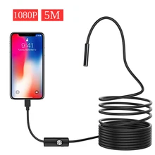 8 мм объектив Micro USB эндоскоп Камера жесткая трубка Гибкая инспекционная из водонепроницаемого материала с 8 кольц светодиодный 2/5/10M broscope HD 1080P