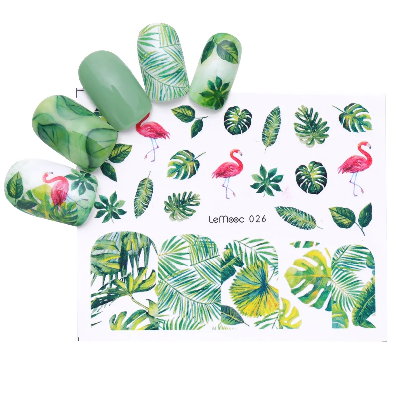 

LEMOOC 1 Sheet Flower Leaves Pattern Nail Stickers Transfer Water Decal Nail Art Decorations for DIY Watermark Nails Design