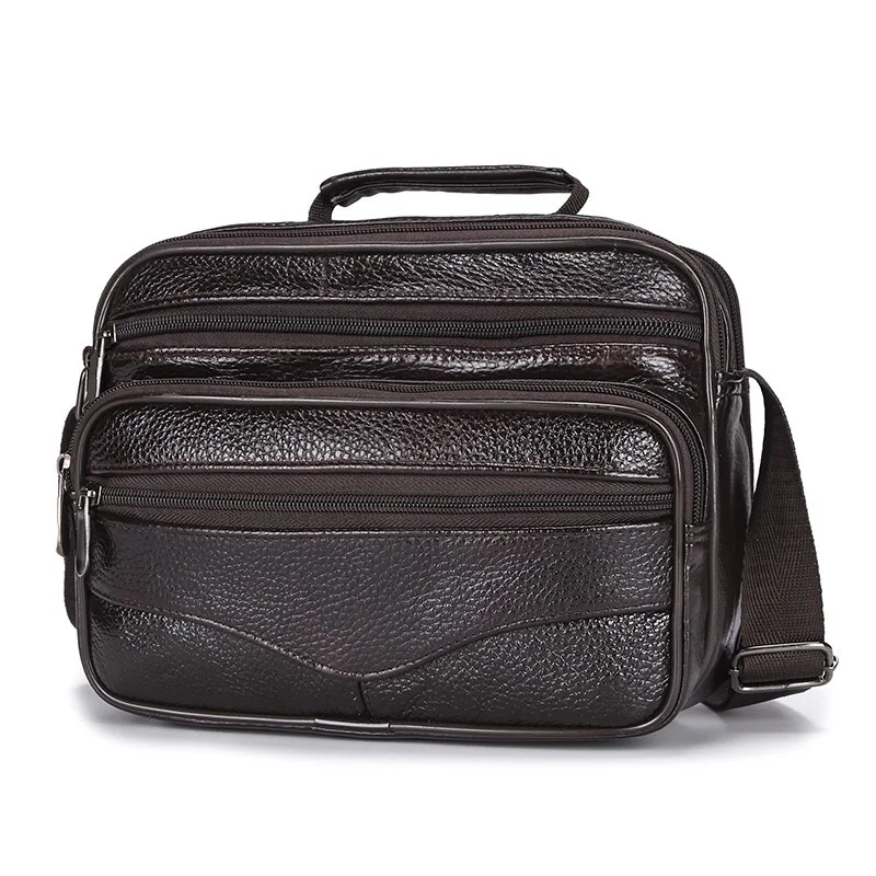 

Top Genuine Leather Men's Shoulder Bag Clutch Handbag Messenger Male Bags Crossbody Sling Tote Small Zipper leather man bags