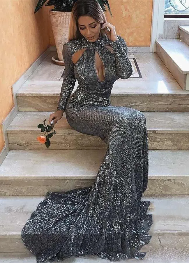 new-arrival-mermaid-sivler-gray-prom-dresses-high-neck-long-sleeves-full-sequined-swee-train-evening-dress-party-wear-free-shipping