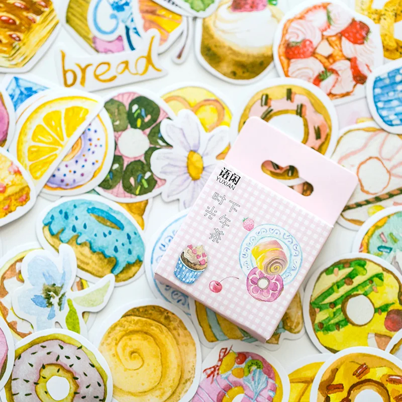 

50pcs/pack Color Food Totem Stationery Stickers Pack Posted It Decorative Scrapbooking Stickers Stationery School Supplies