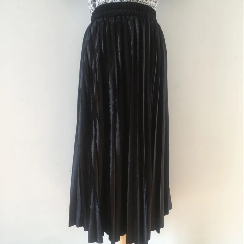 

Newest Fall Winter Women Pleated Solid Color A Line Natural Waist Skirt Free Shipping XHSD-3130