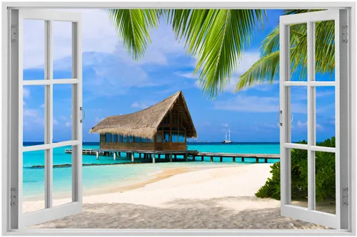PL #125 Пользовательские красивый пляж из окна # r Home Decor современный Для Спальни