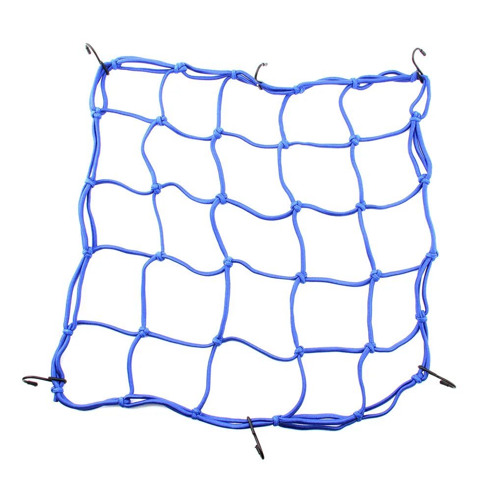 Blue 40*40 см сверхмощный Эластичный банджи багаж грузовой сетка держатель 6 Регулируемых крючков для мотоцикла танковый шлем ATV велосипед - Цвет: Blue