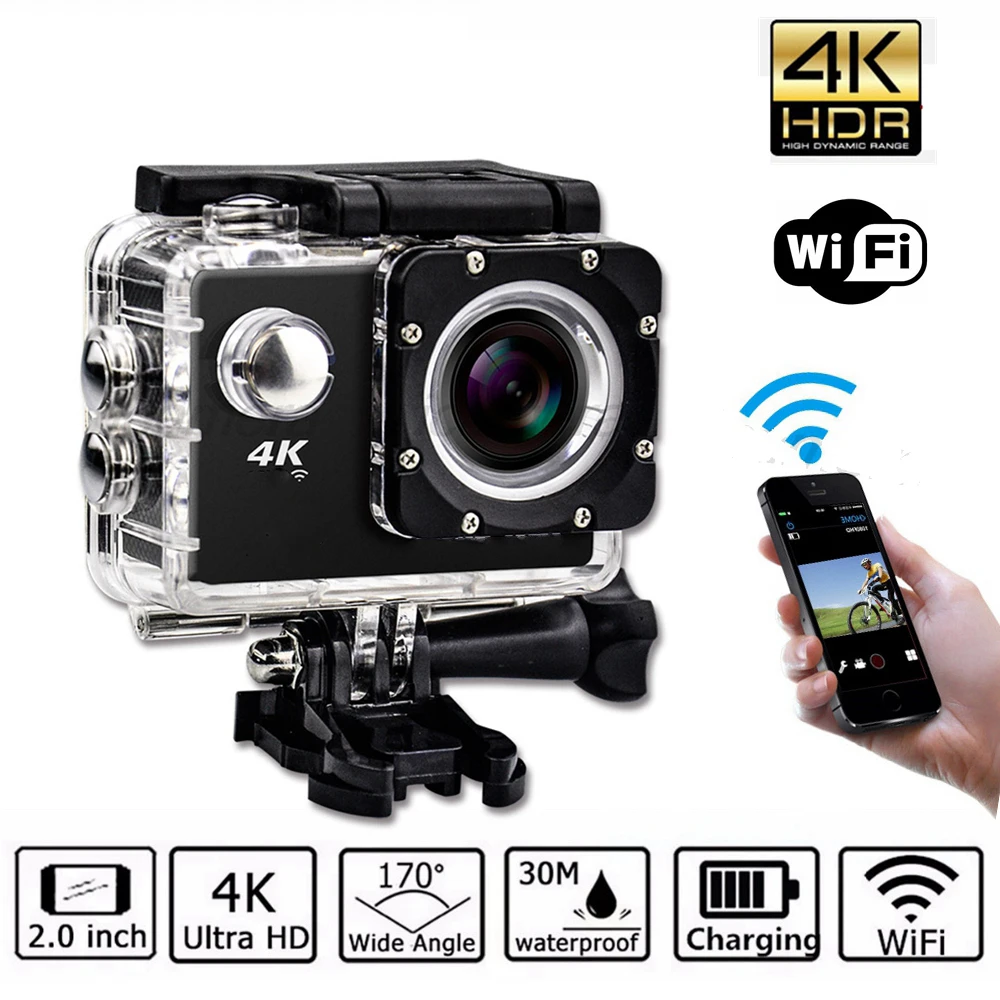 Ультра HD 4K видео Водонепроницаемая WIFI камера для активного отдыха спортивная